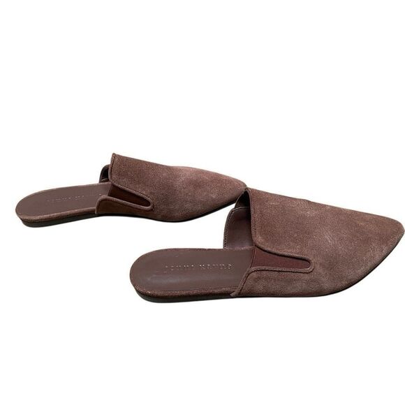 Jenni Kayne Suede Mule Women's 5/35 Dark Brown Pointed Toe Flat Slide - Picture 1 of 9